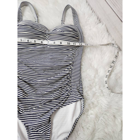 Nip Tuck Womens One Piece Swimsuit Blue White Stripe Lined Multi Fit Cup 6 - Picture 3 of 6